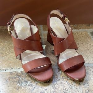 COLE HAAN brown leather heeled sandals, size 7